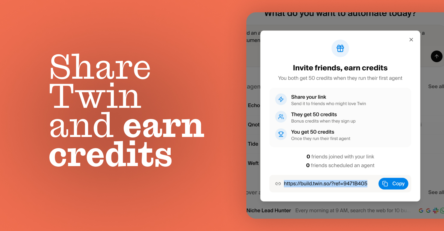 Share Twin and earn credits!