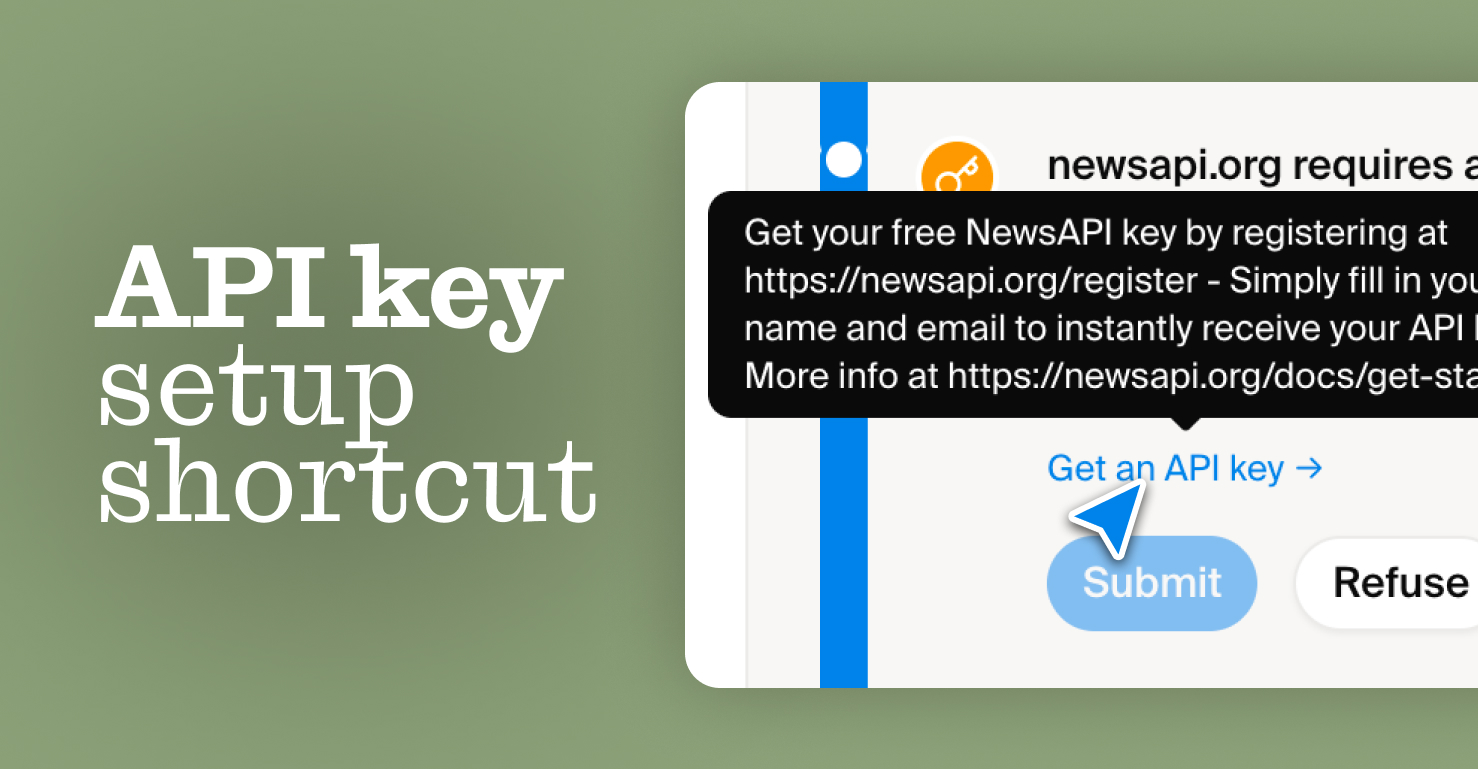 Get your API key in a few seconds